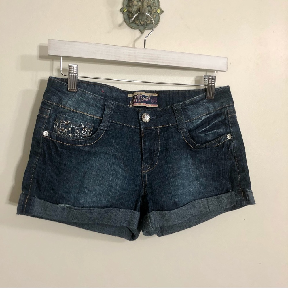 Wallflower Embellished Denim Shorts